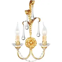 Casa Padrino Luxus Barock Wandleuchte Gold 28 x 12 x H. 42 cm - Elégante lampe murale en métal avec verre de Murano raffiné - Luminaires baroques