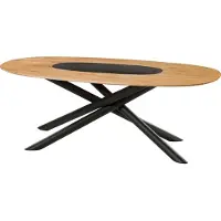MASSIVMOEBEL24.DE MASSIVMOEBEL24 | Table à Mangerovale en bois d'Acacia 240x100x76 naturel laqué / pieds Mikado ronds noirs