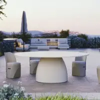 Casa Padrino Table de jardin de luxe blanc mat Ø 200 cm - Mobilier de jardin de luxe