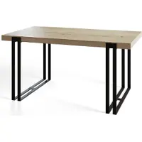 Alpi Möbel Table de salle à manger rectangulaire ROSA, dimensions : 200 x 90 x 77 cm, table de salon, couleur : Halifax, avec pieds en métal de couleur noire