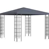 Fortuna Lai Pavillon de jardin 3x3m Tente de réception stable Tente de jardin en acier et polyester gris pour les fêtes et événements dans le jardin