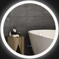 Fortuna Lai Miroir de salle de bain éclairé Miroir mural Ø70 cm avec 3 couleurs de lumière, IP44, interrupteur tactile, anti-buée pour salle de bain moderne