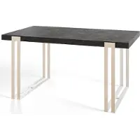 Alpi Möbel Table de salle à manger rectangulaire ROSA, dimensions : 200 x 90 x 77 cm, table de salon couleur : gris foncé, avec pieds en métal de couleur blanche