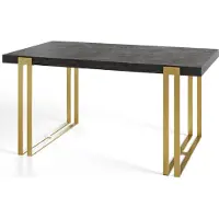 Alpi Möbel Table de salle à manger rectangulaire ROSA, dimensions : 200 x 90 x 77 cm, table de salon couleur : gris foncé, avec pieds en métal de couleur or