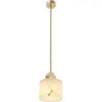 Demotex GmbH Casa Padrino Luxe Lampe à suspendre laiton / albâtre Ø 20 x H. 24 cm - Lampe à suspendre élégante avec abat-jour rond en albâtre