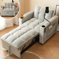 Fortuna Canapé-lit simple extensible 3 en 1 Lai – Avec porte-boissons et support pour téléphone portable, canapé-chaise longue, fauteuil-lit, fauteuil, parfait pour les petites pièces, 83*167*76 cm