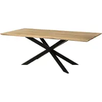 MASSIVMOEBEL24.DE MASSIVMOEBEL24 | Table à manger en bois de manguier 200x100x76 naturel laqué /Epoxy noir, support Spider 2 anthracite mat EPOXY