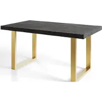 Alpi Möbel Table de salle à manger industrielle LOFT-U, table extensible, dimensions : 160-260 x 90 x 77 cm, table de salon couleur : gris foncé, avec pieds en métal de couleur or