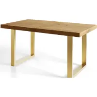 Alpi Möbel Table de salle à manger industrielle LOFT-U, table extensible, dimensions : 140-240 x 80 x 77 cm, table de salon, couleur : Lancelot, avec pieds en métal de couleur or