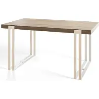 Alpi Möbel Table de salle à manger rectangulaire ROSA - Table extensible - Dimensions : 120-220 x 80 x 77 cm - Couleur : Sonoma - Avec pieds en métal de couleur blanche