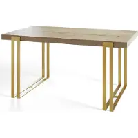 Alpi Möbel Table de salle à manger rectangulaire ROSA, dimensions : 200 x 90 x 77 cm, table de salon, couleur : Halifax, avec pieds en métal de couleur or
