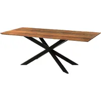 MASSIVMOEBEL24.DE MASSIVMOEBEL24 | Table à manger en bois d'acacia 180x90x76 naturel laqué / Epoxy noir, support Spider 2 anthracite mat EPOXY