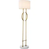 Casa Padrino Lampadaire de luxe en métal avec socle en marbre Laiton antique / blanc Ø 49 x H. 157 cm - Qualité de luxe