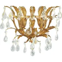 Casa Padrino Luxus Barock Kristall Wandleuchte Antik Gold 32 x 20 x H. 25 cm - Elégante lampe murale en métal avec perles de verre raffinées - Luminaires baroques