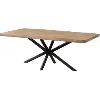 MASSIVMOEBEL24.DE MASSIVMOEBEL24 | Table à Manger en bois de Manguier 180x90x76 beige laqué / pied cenral anthracite matte FREEFORM 5