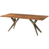 MASSIVMOEBEL24.DE MASSIVMOEBEL24 | Table à manger en bois d'acacia 220x100x76 naturel laqué / Epoxy noir, pieds en étoile argent mat EPOXY