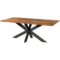 MASSIVMOEBEL24.DE MASSIVMOEBEL24 | Table à manger en bois d'acacia 180x90x76 naturel laqué / Epoxy noir, support Spider anthracite mat EPOXY