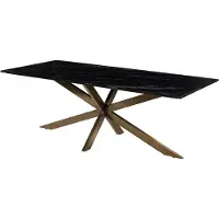 MASSIVMOEBEL24.DE MASSIVMOEBEL24 | Table à manger 180x100 marbre noir / pied central fer au look antique laiton BARCELONA #401