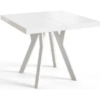 Alpi Möbel AlpiMeble Table a Manger Extensible - Table Carrée Extensible - Table de Salle à Manger Moderne - Plateau Stratifié 36 mm - Pieds en Hêtre - Mesures de 100 cm à 200 cm - Blanc - Collection Rico