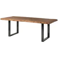 MASSIVMOEBEL24.DE MASSIVMOEBEL24 | Table à manger 180x90 en bois de Sheesham teinté brun mat pieds en U anthracite brillant FREEFORM 5