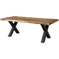 MASSIVMOEBEL24.DE MASSIVMOEBEL24 | Table à manger 200x100 en bois de Sheesham sablé bois naturel pieds en X anthracite mat FREEFORM 5