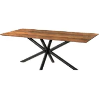 MASSIVMOEBEL24.DE MASSIVMOEBEL24 | Table à manger en bois d'acacia 220x100x76 naturel laqué / Epoxy noir, support Spider rond anthracite mat EPOXY