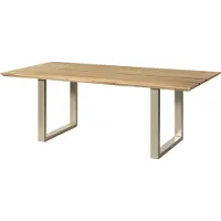 MASSIVMOEBEL24.DE MASSIVMOEBEL24 | Table à manger en bois de manguier 240x100x76 naturel laqué /Epoxy noir, pieds en U argent mat EPOXY