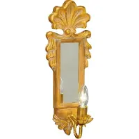 Casa Padrino Luxus Barock Wandleuchte Naturfarben / Antik Gold 16 x 16 x H. 47 cm - Lampe murale élégante avec miroir - Luminaires baroques