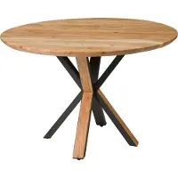MASSIVMOEBEL24.DE MASSIVMOEBEL24 | Table à Manger ronde en bois d'Acacia 120x120x76 naturel laqué
