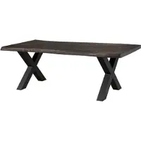 MASSIVMOEBEL24.DE MASSIVMOEBEL24 | Table à manger 180x90 en bois de manguier laqué gris taupe pieds en X anthracite mat FREEFORM 5