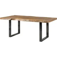 MASSIVMOEBEL24.DE MASSIVMOEBEL24 | Table à manger 180x90 en bois de manguier laqué naturel pieds en U anthracite brillant FREEFORM 5