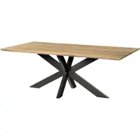 MASSIVMOEBEL24.DE MASSIVMOEBEL24 | Table à manger en bois de manguier 180x90x76 naturel laqué /Epoxy noir, support Spider anthracite mat EPOXY