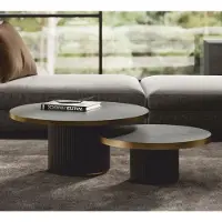 Casa Padrino Luxe Ensemble Table Basse Gris Foncé / Laiton - Hotel & Salon Meubles