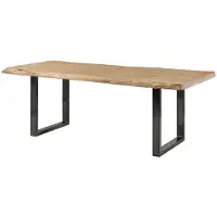 MASSIVMOEBEL24.DE MASSIVMOEBEL24 | Table à manger 200x100 en bois de manguier laqué beige pieds en U anthracite brillant FREEFORM 5