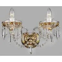 Casa Padrino Luxus Barock Kristall Wandleuchte Gold 36 x H. 31 cm - Lampe murale double somptueuse de style baroque - Luminaires baroques - Noble & Somptueux