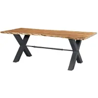MASSIVMOEBEL24.DE MASSIVMOEBEL24 | Table à manger 200x100 Acacia laqué Bois naturel IRON LABEL #126
