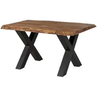 MASSIVMOEBEL24.DE MASSIVMOEBEL24 | Table à manger 160x90 en bois de Sheesham bois naturel pieds en X anthracite mat FREEFORM 5