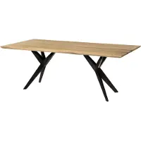 MASSIVMOEBEL24.DE MASSIVMOEBEL24 | Table à manger en bois de manguier 180x90x76 naturel laqué /Epoxy noir, pieds en étoile anthracite brilant EPOXY