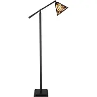 Casa Padrino Lampadaire Tiffany de luxe Noir / Multicolore 65 x H. 165 cm - Lampadaire Tiffany orientable - Lampes Tiffany - Lampadaires Tiffany - Lampadaires Salon - Lampadaires Bureau