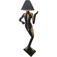 Casa Padrino Lampadaire de luxe Dame Noir / Or H. 187 cm - Lampadaire design avec abat-jour - Lampadaires de luxe - Luminaires de luxe - Intérieur de luxe