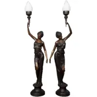 Casa Padrino Luxe Ensemble de lampes sur pied en bronze - 2 lampes à figurines en bronze