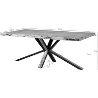 MASSIVMOEBEL24.DE MASSIVMOEBEL24 | Table tranche d'arbre 200x100x77 Acacia laqué beige / pied central anthracite mat / nature FREEFORM