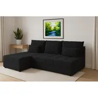AX Living Canapé d'angle petit modele avec fonction sommeil Dolceo gris foncé surpiqûres