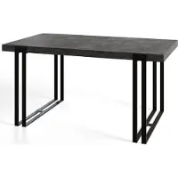 Alpi Möbel Table de salle à manger rectangulaire ROSA, dimensions : 200 x 90 x 77 cm, table de salon, couleur : gris foncé, avec pieds en métal de couleur noire