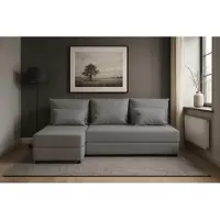 AX Living Canapé d'angle Gris Petit canapé avec fonction sommeil Dolceo 206 cm