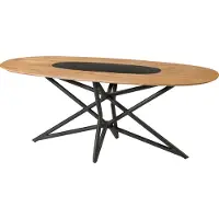 MASSIVMOEBEL24.DE MASSIVMOEBEL24 | Table à Manger ovale en bois d'Acacia 200x100x76 naturel laqué /piétement noir