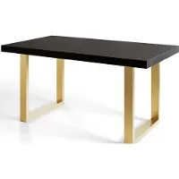 Alpi Möbel Table de salle à manger industrielle LOFT-U, table extensible, dimensions : 140-240 x 80 x 77 cm, table de salon, couleur : noir, avec pieds en métal de couleur or