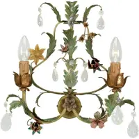 Casa Padrino Luxe Art Nouveau Cristal Applique Roses & Fleurs Vert / Multicolore 35 x 16 x H. 38 cm - Baroque & Art Nouveau Applique