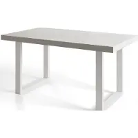 Alpi Möbel Table de salle à manger industrielle LOFT-U, table extensible, dimensions : 180-280 x 90 x 77 cm, table de salon, couleur : blanc, avec pieds en métal de couleur blanche