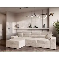AX Living Canapé Belek Cord Beige avec fonction sommeil & espace de rangement 272cm